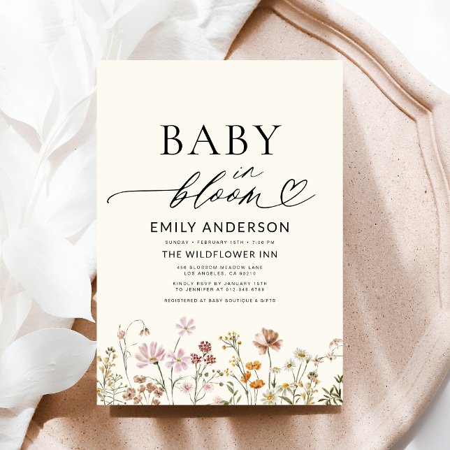 Terracotta Wildflower Baby in Bloom Baby Shower Invitation (Creator Uploaded)