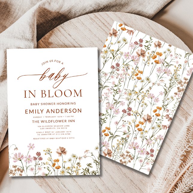 Terracotta Wildflower Baby in Bloom Baby Shower Invitation (Creator Uploaded)