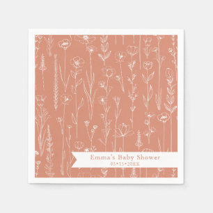 Terracotta Wildflower Baby Shower   Floral Pattern Napkin