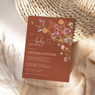 Terracotta Wildflower Baby Shower Invitation