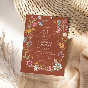 Terracotta Wildflower Baby Shower Invitation