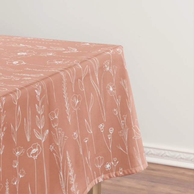 Terracotta Wildflower Baby Shower Tablecloth (In Situ)