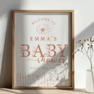 Terracotta Wildflower Baby Shower Welcome Sign
