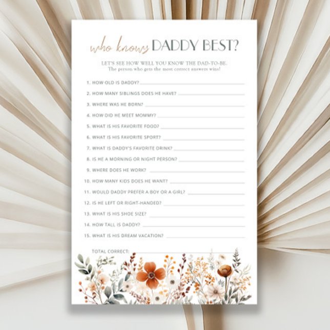 Terracotta Wildflower Baby Shower Who Knows Daddy (Creator Uploaded)