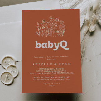 Terracotta Wildflower BabyQ Baby Shower Barbecue Invitation