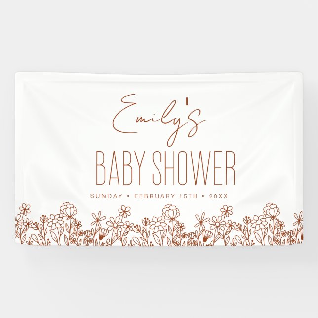 Terracotta Wildflower Boho Baby Shower Banner (Horizontal)