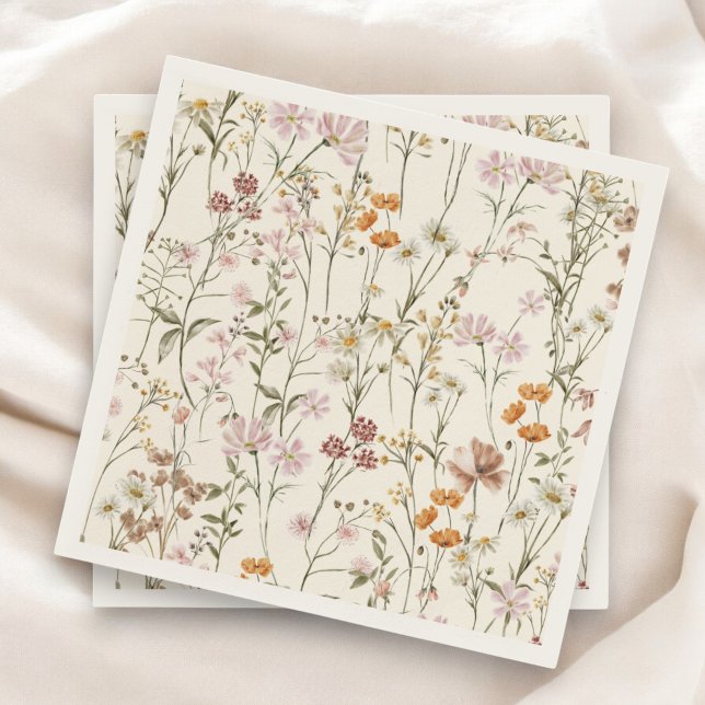 Terracotta Wildflower Boho Baby Shower In Bloom Napkin (Creator Uploaded)
