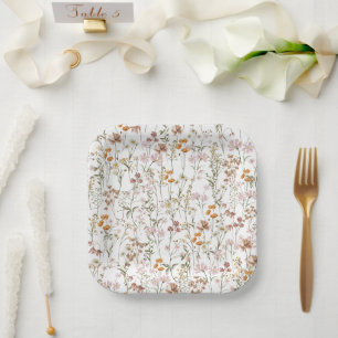 Terracotta Wildflower Boho Baby Shower In Bloom Paper Plate