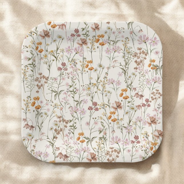 Terracotta Wildflower Boho Baby Shower In Bloom Paper Plate (Creator Uploaded)
