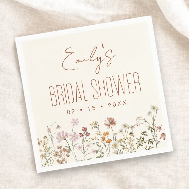 Terracotta Wildflower Boho Bridal Shower In Bloom Napkin (Creator Uploaded)