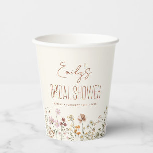 Terracotta Wildflower Boho Bridal Shower In Bloom Paper Cups
