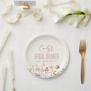 Terracotta Wildflower Boho Bridal Shower In Bloom  Paper Plate