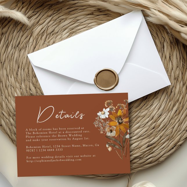 Terracotta Wildflower Boho Fall Wedding Details  Enclosure Card (Creator Uploaded)