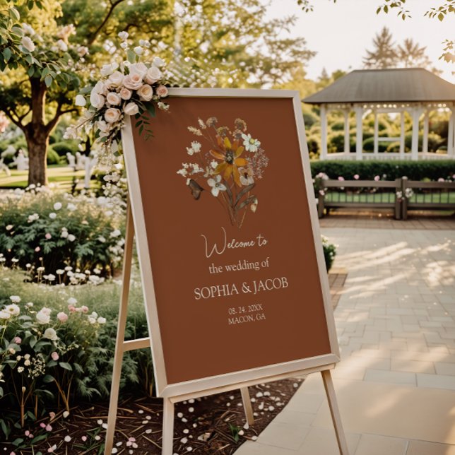 Terracotta Wildflower Boho Fall Wedding Welcome  Poster (Creator Uploaded)