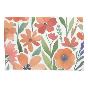 Terracotta Wildflower Boho Rustic Bedroom Decor  Pillowcase