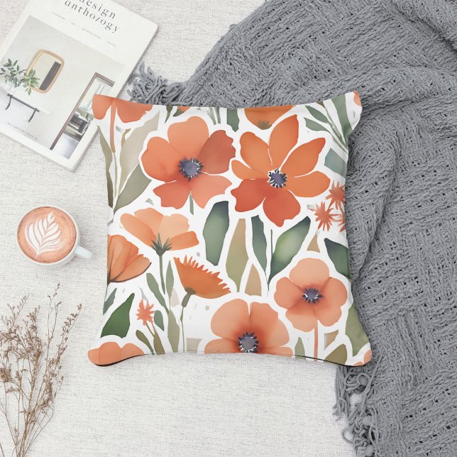 Terracotta Wildflower Boho Rustic Spring Accent Cushion (Creator Uploaded)