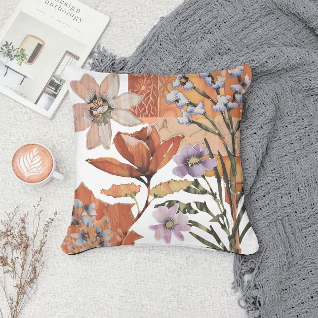 Terracotta Wildflower Boho Rustic Spring Accent Cushion (Creator Uploaded)