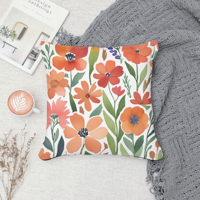 Terracotta Wildflower Boho Rustic Spring Accent Cushion (Creator Uploaded)