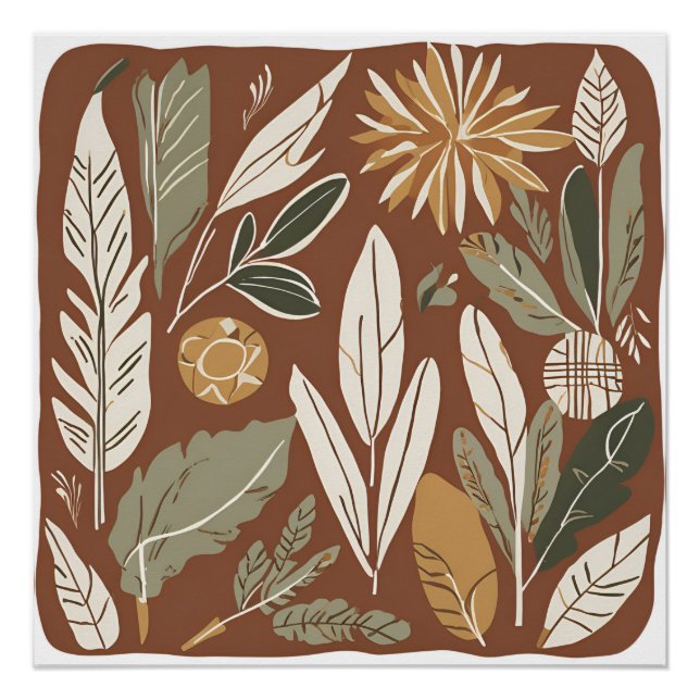Terracotta Wildflower Boho Rustic Spring Wall Art (Front)