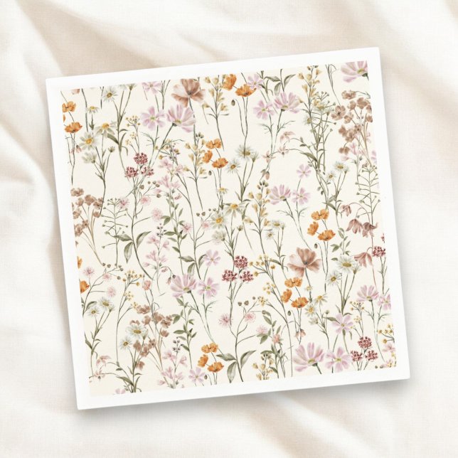 Terracotta Wildflower Boho Wedding In Bloom Garden Napkin (Creator Uploaded)
