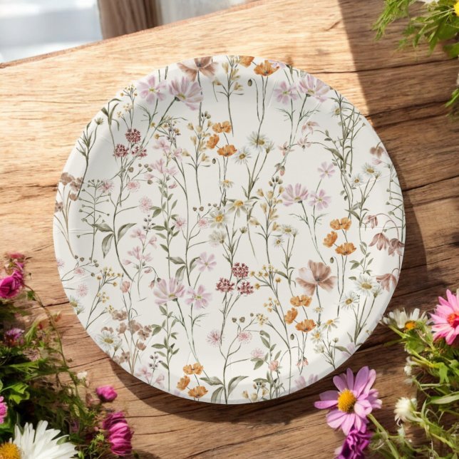 Terracotta Wildflower Boho Wedding In Bloom Garden Paper Plate (Creator Uploaded)