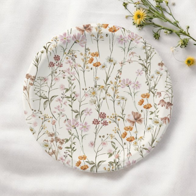 Terracotta Wildflower Boho Wedding In Bloom Garden Paper Plate (Creator Uploaded)