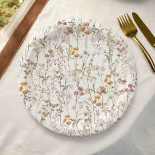 Terracotta Wildflower Boho Wedding In Bloom Garden Paper Plate