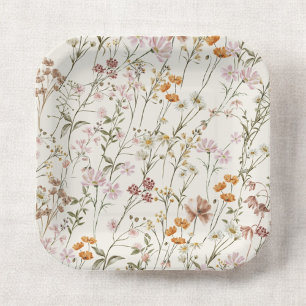 Terracotta Wildflower Boho Wedding In Bloom Garden Paper Plate