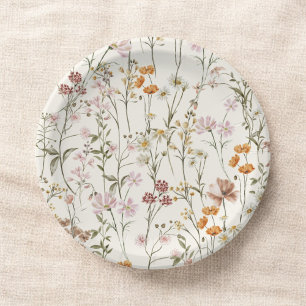 Terracotta Wildflower Boho Wedding In Bloom Garden Paper Plate