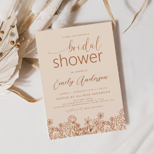 Terracotta Wildflower Bridal Shower Elegant Invitation