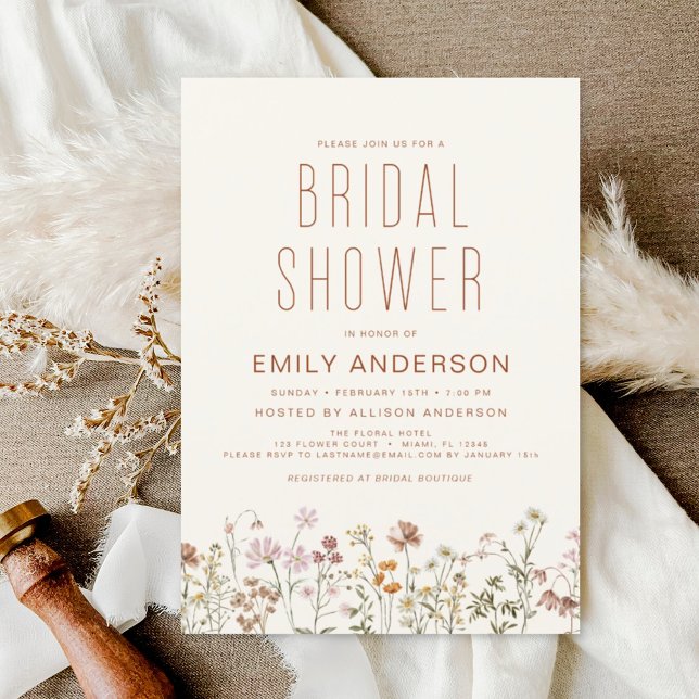 Terracotta Wildflower Bridal Shower Invitation (Creator Uploaded)