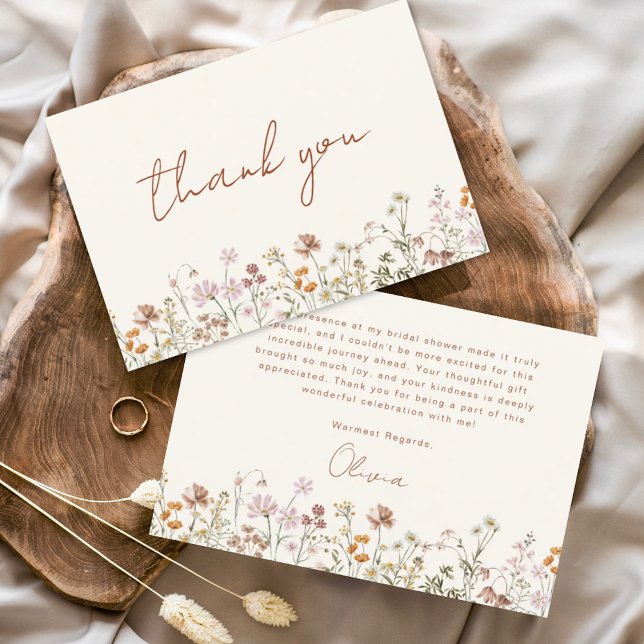  Terracotta Wildflower Bridal Shower Thank You Card (Creator Uploaded)