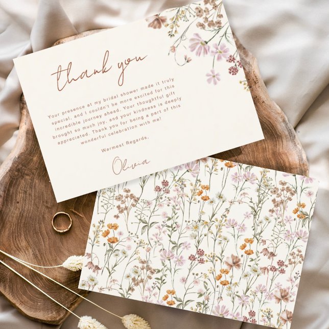 Terracotta Wildflower Bridal Shower Thank You Card (Creator Uploaded)