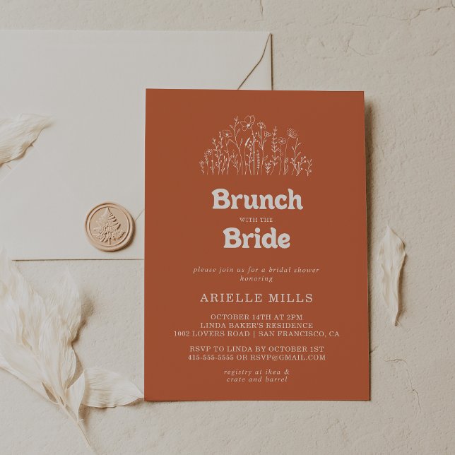 Terracotta Wildflower Brunch with the Bride Shower Invitation (Creator Uploaded)