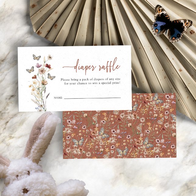 Terracotta Wildflower Diaper Raffle Enclosure Card (Terracotta Boho Wildflower Diaper Raffle Enclosure Card by Painted Paperie
)