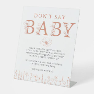 Terracotta Wildflower Don’t Say Baby Game Sign