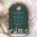 Terracotta Wildflower Emerald Green Arch Wedding Invitation<br><div class="desc">Amaze your guests with this elegant wedding invite featuring beautiful rustic wildflowers and modern typography with QR Code for online RSVP. Simply add your event details on this easy-to-use template and adorn this card with your favourite photo to make it a one-of-a-kind invitation.</div>