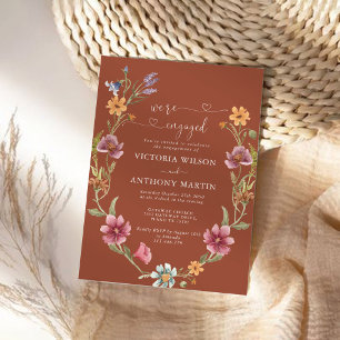 Terracotta Wildflower Engagement Party Invitation