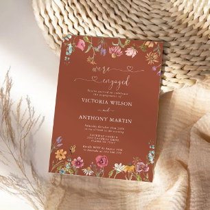 Terracotta Wildflower Engagement Party Invitation