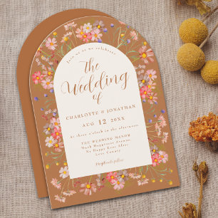 Terracotta Wildflower Fall Wedding Invitation