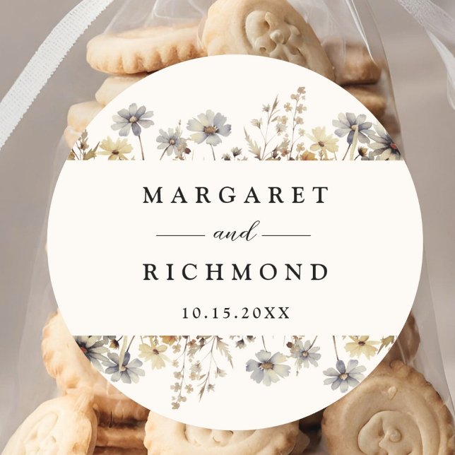 Terracotta Wildflower Floral Wedding Classic Round Sticker (Creator Uploaded)