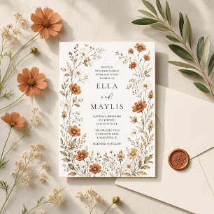 Terracotta Wildflower Meadow Fall Wedding Invitation