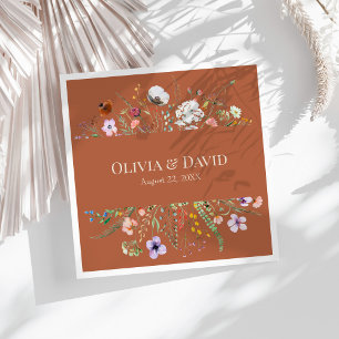 Terracotta Wildflower Meadow Wedding Napkins
