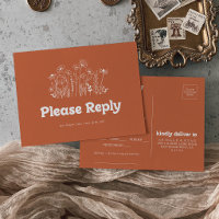 Terracotta Wildflower Menu Choice RSVP Postcard