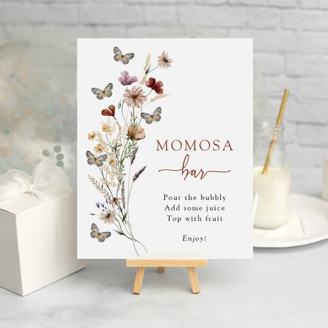 Terracotta Wildflower Momosa Bar Poster (Terracotta Wildflower Mimosa Bar Poster with Butterflies by Painted Paperie
)