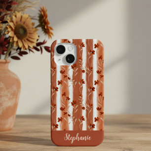 Terracotta Wildflower Monogram Boho iPhone 15 Case