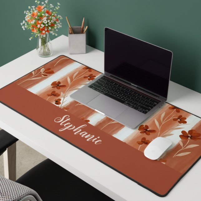 Terracotta Wildflower Monogram  Desk Mat (Creator Uploaded)
