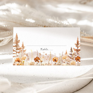 Terracotta Wildflower Mountain Wedding Place Card