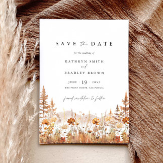 Terracotta Wildflower Mountain Wedding Save The Date