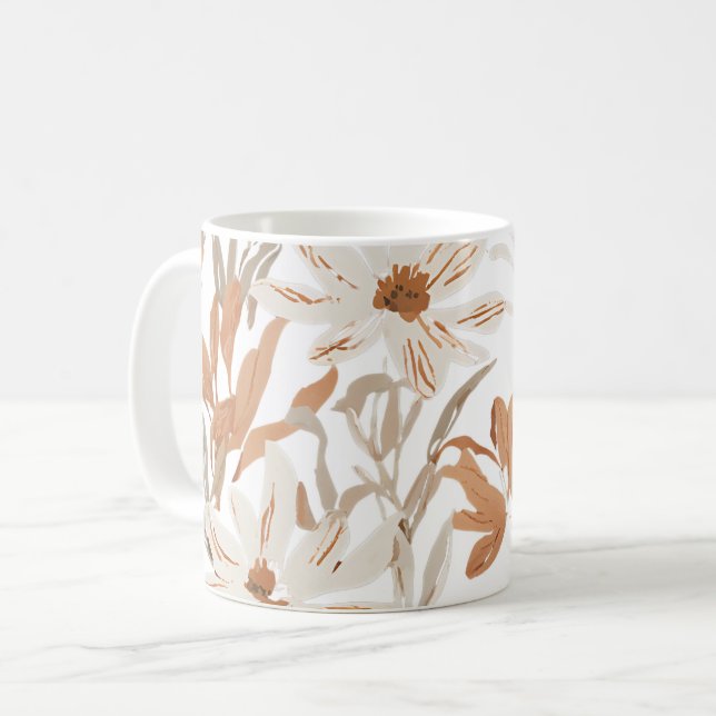 Terracotta Wildflower Rustic Boho Drinkware Coffee Mug (Front Left)